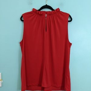 H&M Red Ruffled High Neck Sleevless Top Large